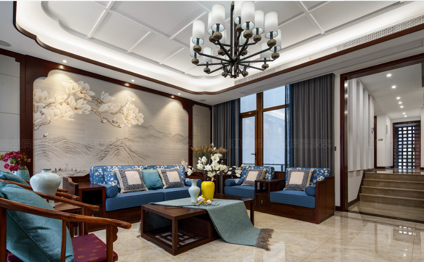 苏州别墅装修|荷澜庭170平米中式轻奢风格别墅装修效果图！